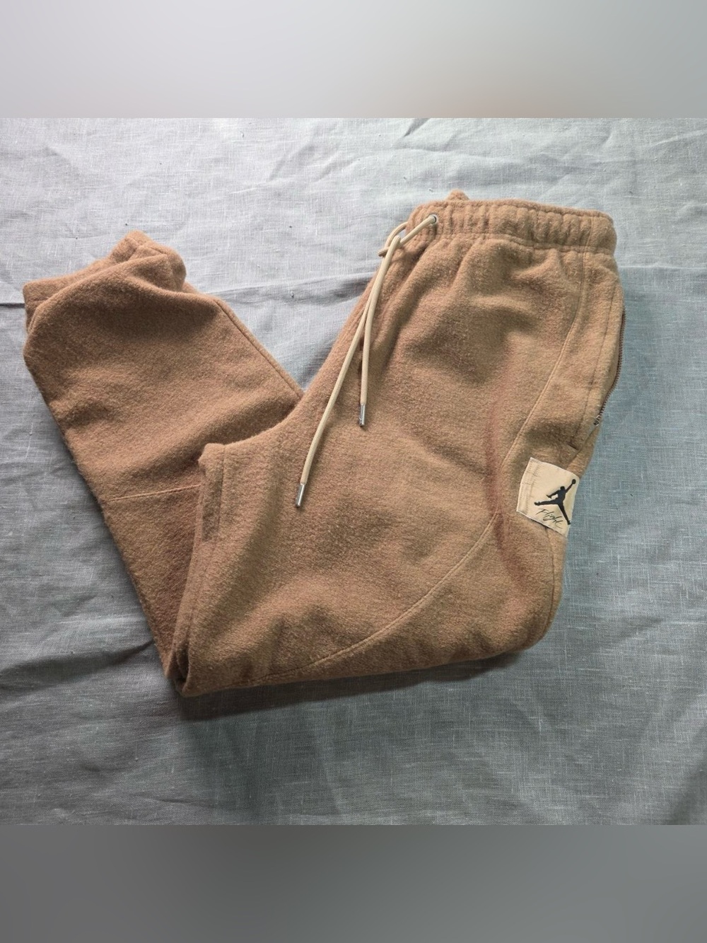 Nike Jordan Flight Fleece Wool Blend Heavyweight Sweatpants Tan Brown Men's M